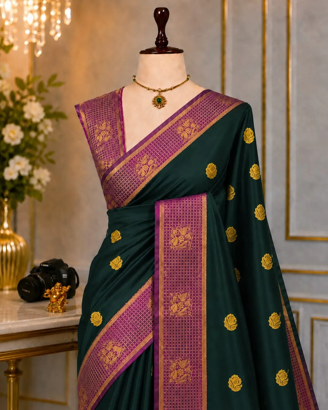Fusion Korvai Zari Butta Semi Silk Saree